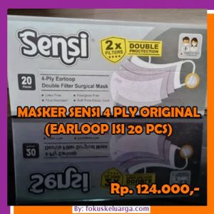 Masker Sensi Premium Original 4 Ply 4ply Earloop Double Filter 1 Box Isi 20