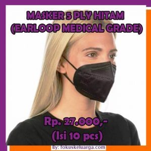 Masker 5 Ply 5ply KN95 Hitam Black Kategori Medis Isi 10