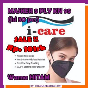 Masker 5Ply KN95 Isi 50 Warna Hitam Merk i-Care