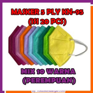 masker 5 ply 5ply kn95 kn 95 mix warna warni campur pelangi rainbow cewek